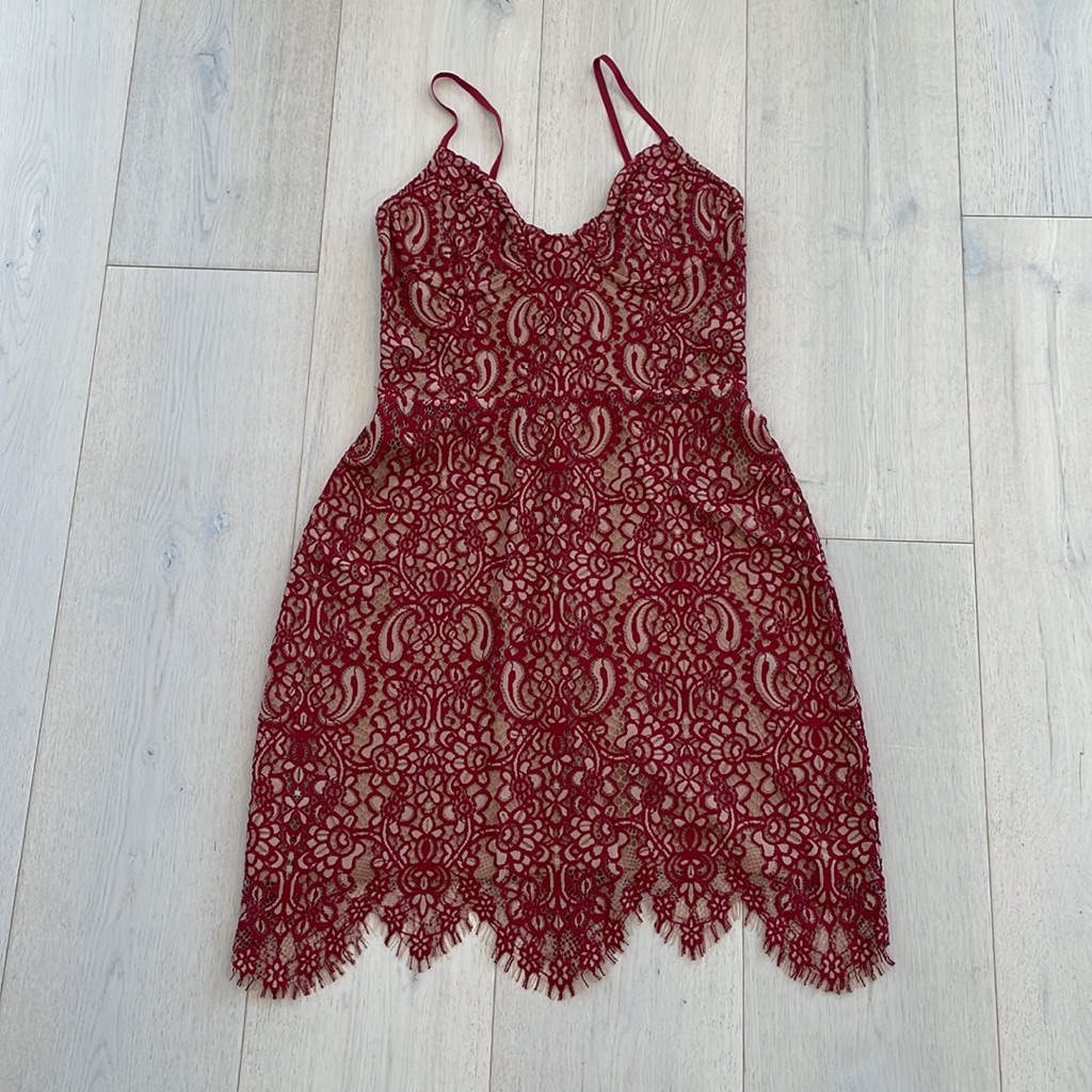 For Love & Lemons Red Lace Dress